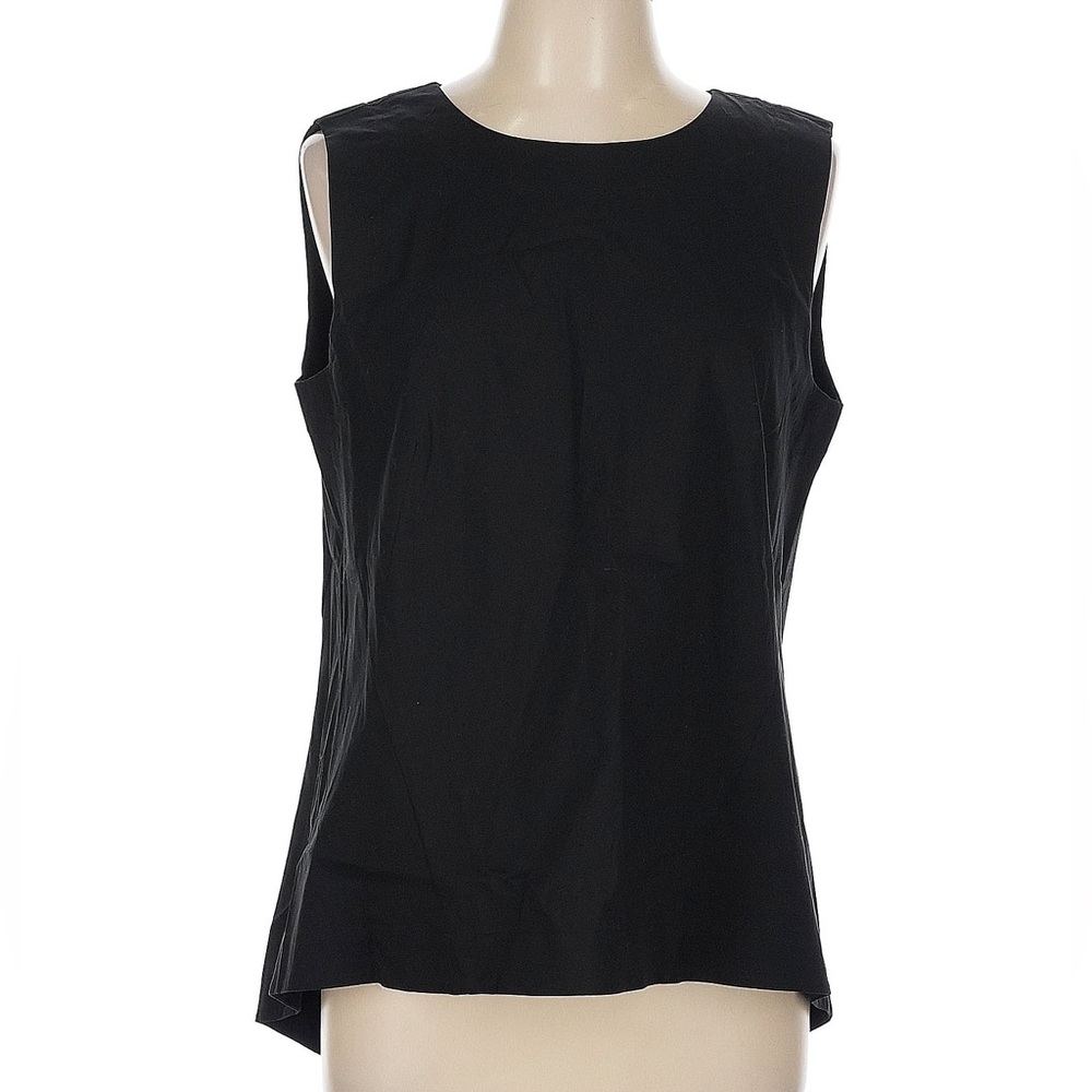 Lafayette 148 New York Malina Black Sleeveless Pleated back Top Sz 12